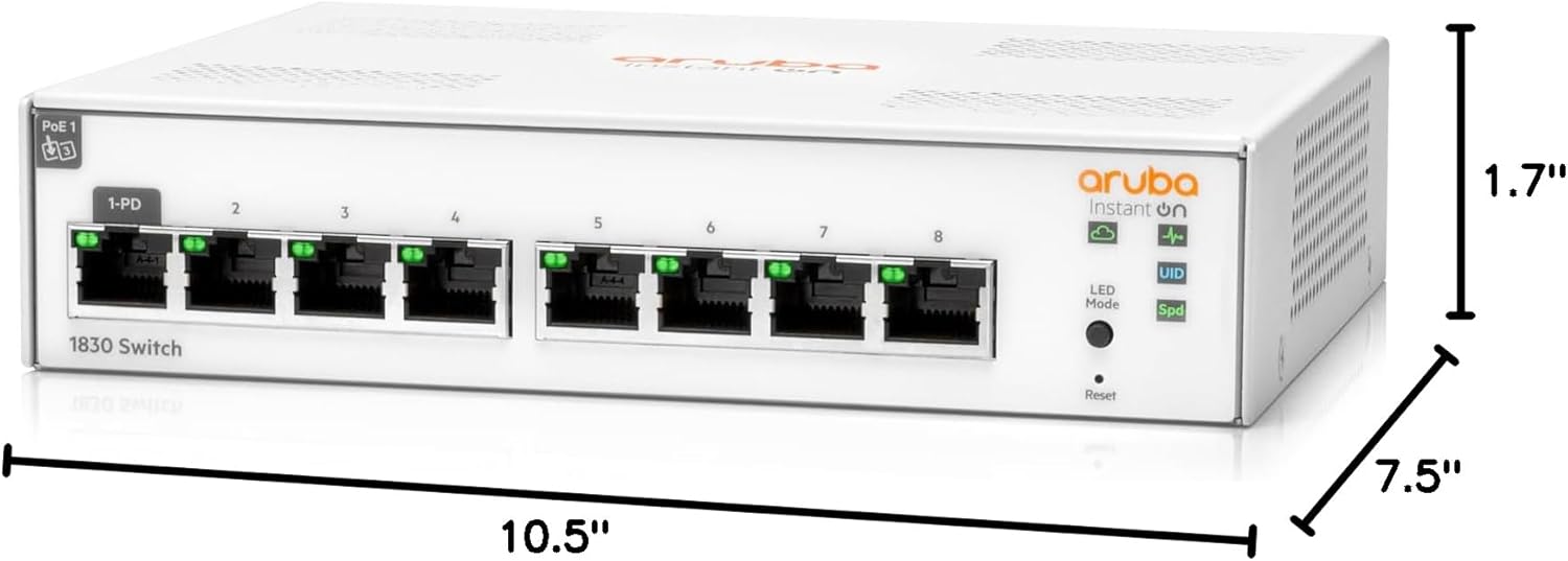 Aruba Instant On 1830 8-Port Gb Smart Switch | Fanless | US Cord (JL810A#ABA) - Image 2