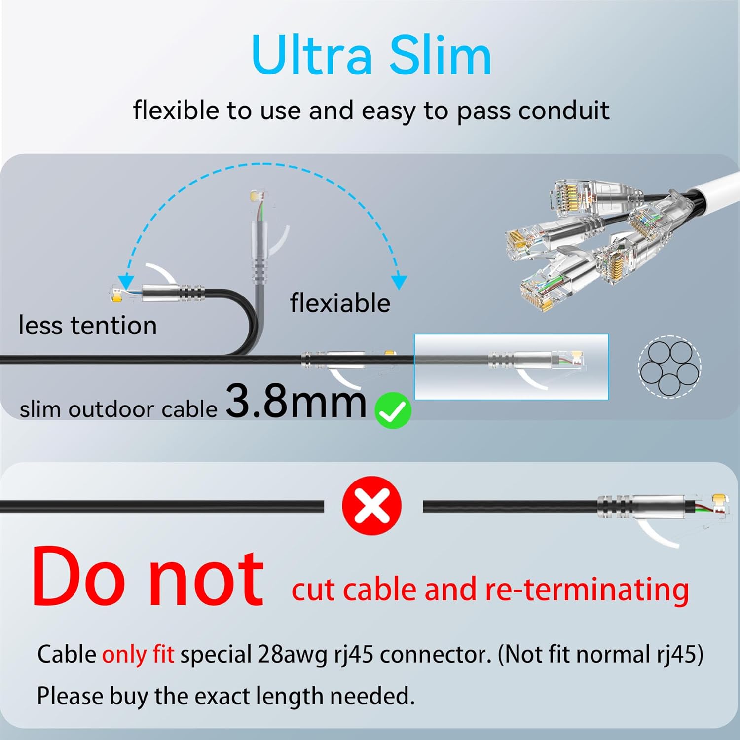 Cat6a Ethernet Cable Slim 100ft Outdoor&Indoor - Image 3