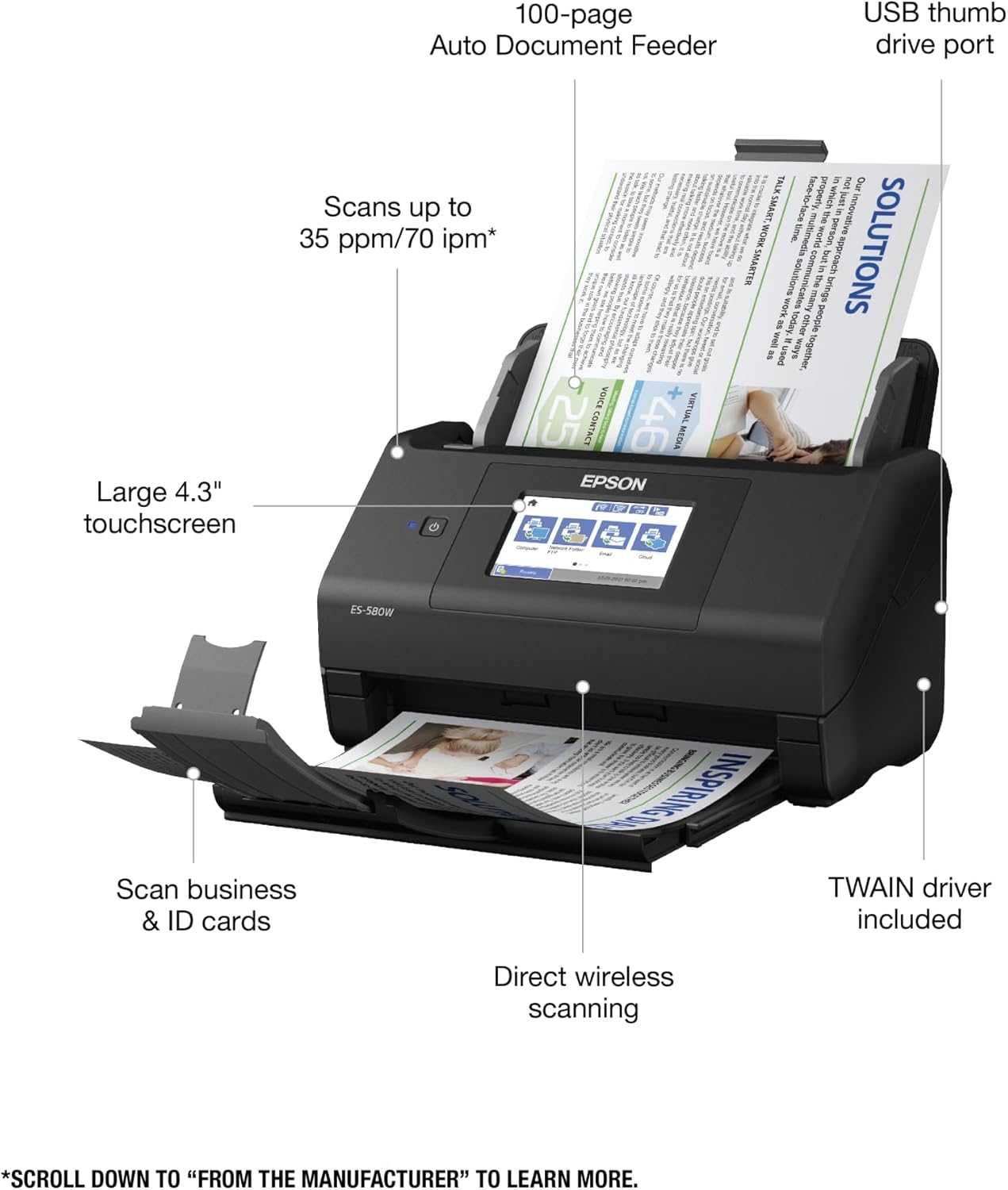 Epson Workforce ES-580W Wireless Color Duplex Desktop - Image 7