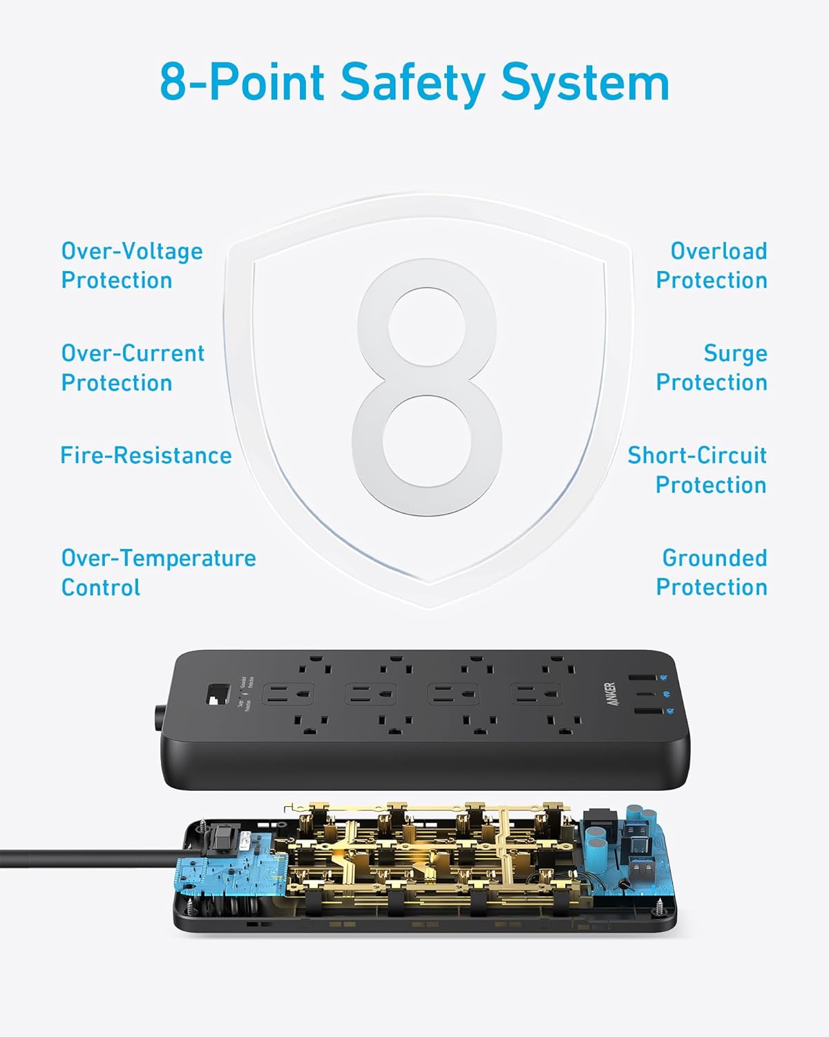Anker Power Strip Surge Protector (2100J), - Image 3