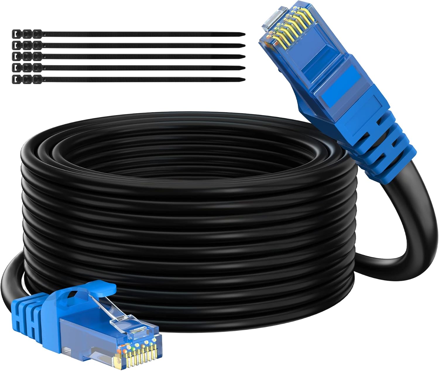 Adoreen Cat 6 Outdoor Ethernet Cable 100 Ft Black