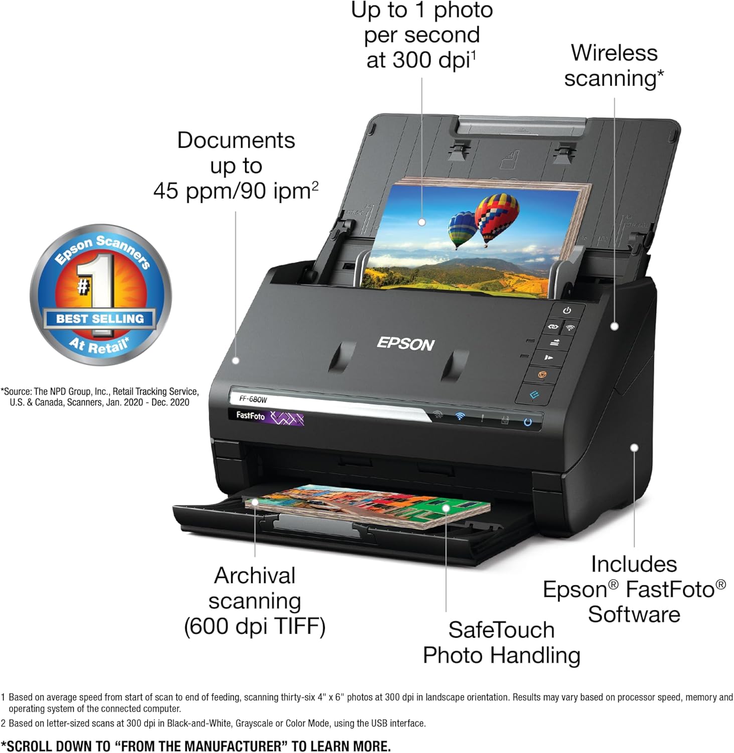 Epson FastFoto FF-680W Wireless High-Speed Photo and Document Scanning System, Black - Image 6