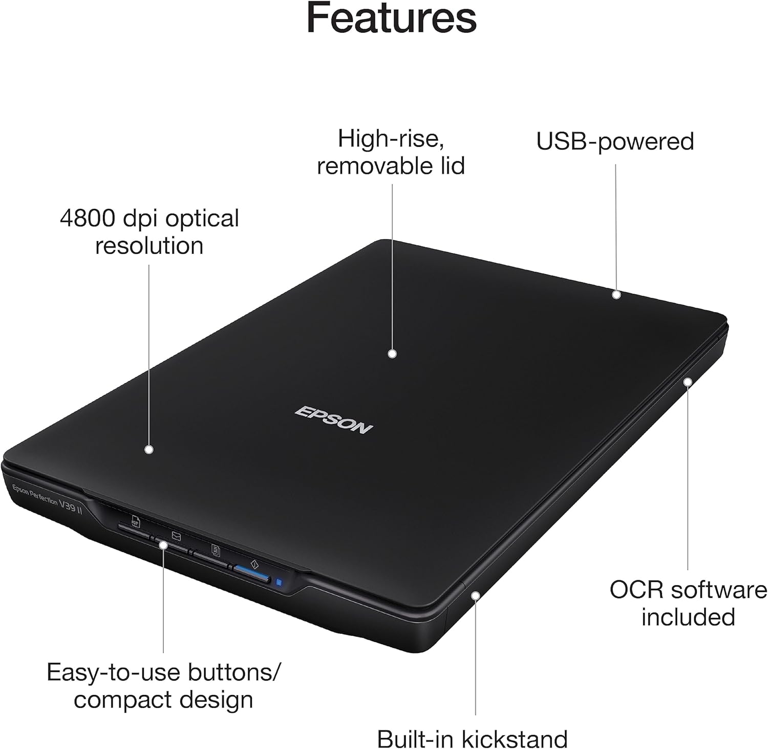 Epson - Perfection V39 II - Color Photo and Document Flatbed Scanner - Image 2