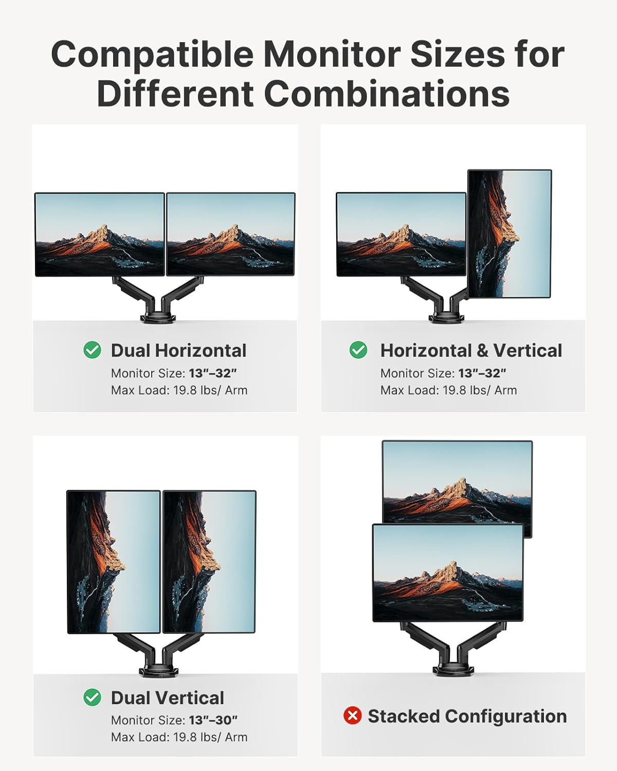 HUANUO Dual Monitor Stand - Full Adjustable - Image 5