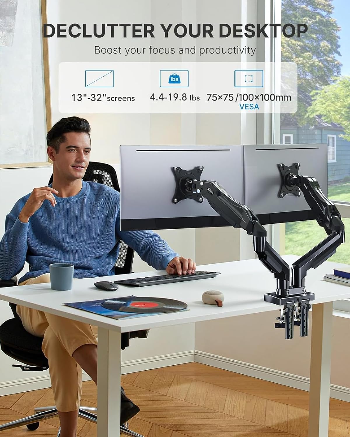 HUANUO Dual Monitor Stand - Full Adjustable - Image 9