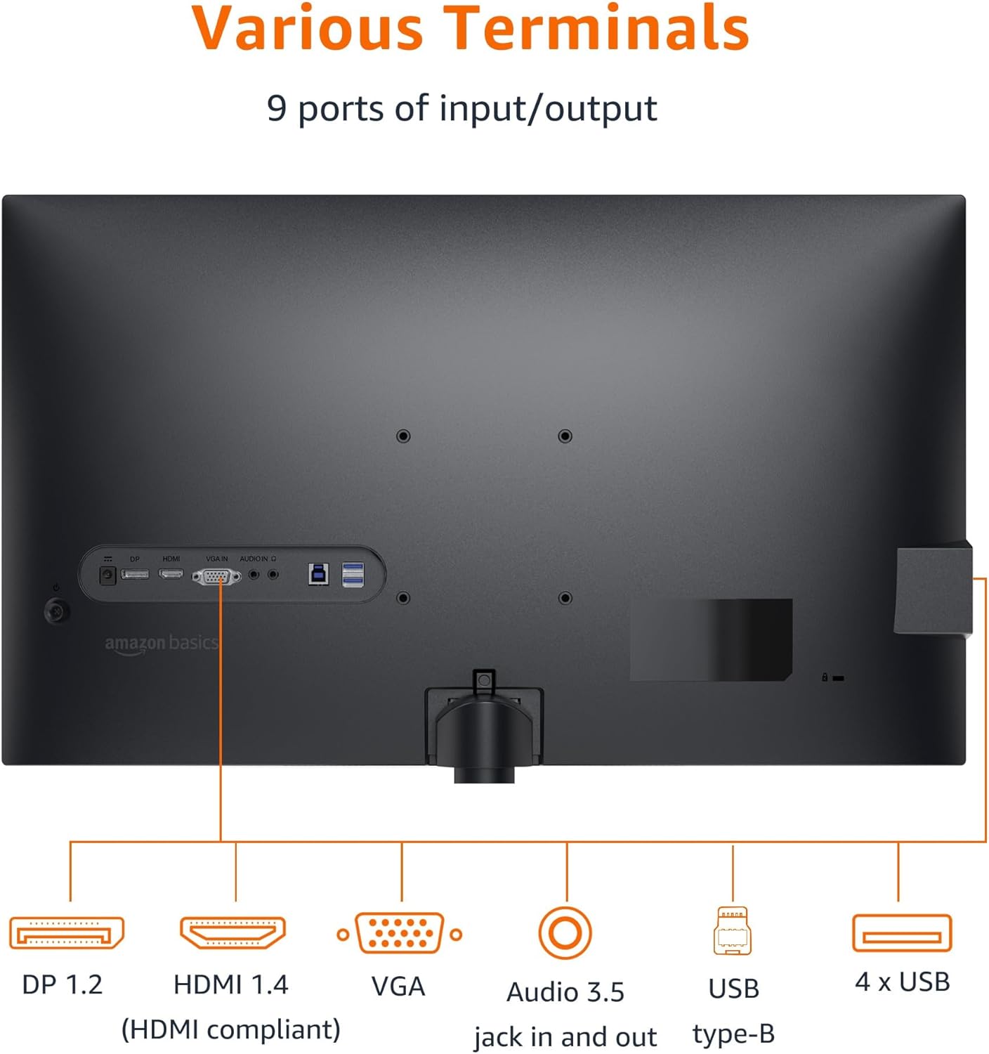 Amazon Basics 27 inch Monitor, FHD 1080P, Max 100Hz, VESA Compatible, Built-in Speakers, Black - Image 6