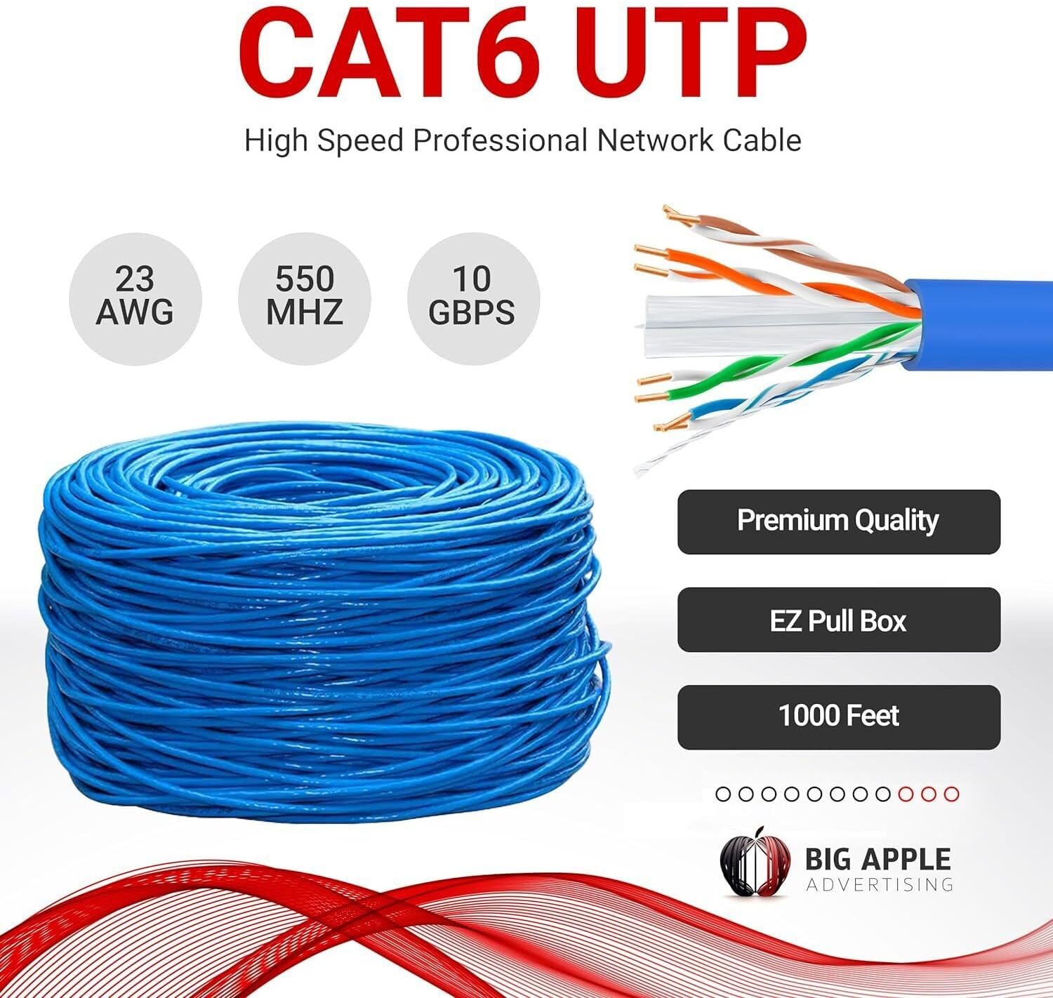 Big-A - Bulk Cat6 Cable 1000ft - Image 2