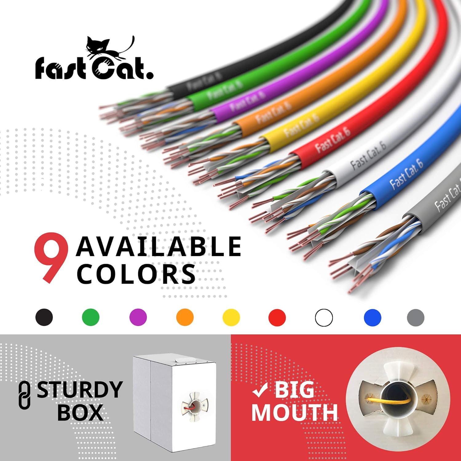 fast Cat. Cat 6 Ethernet Cable 1000ft (Blue) - Image 2