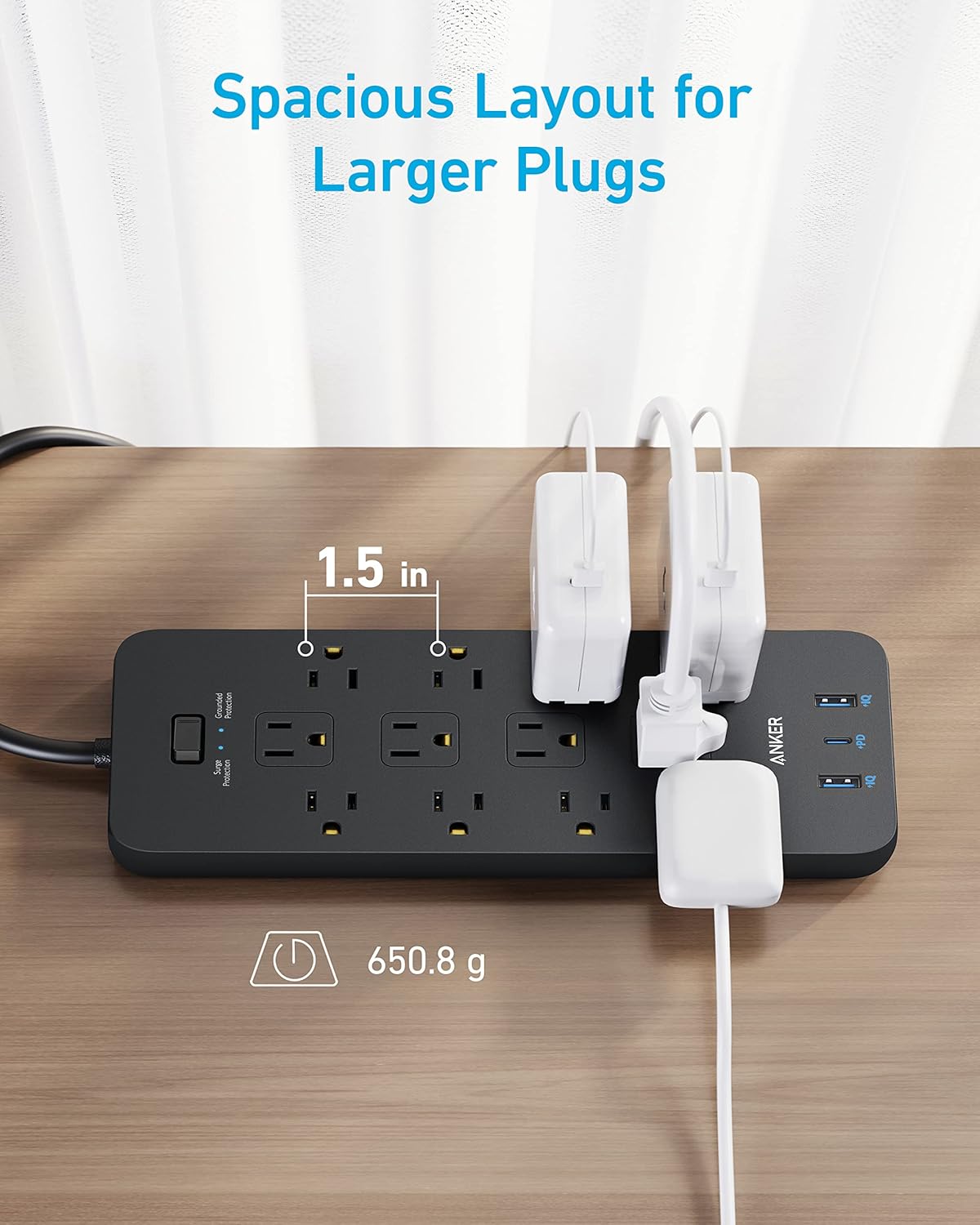 Anker Power Strip Surge Protector (2100J), - Image 4