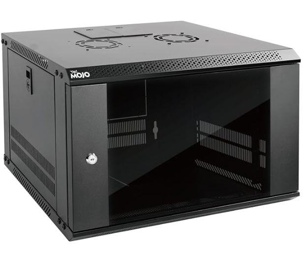 Tecmojo 6U Wall Mount Server Cabinet IT Network Rack Enclosure Lockable Door and Side Panels Black