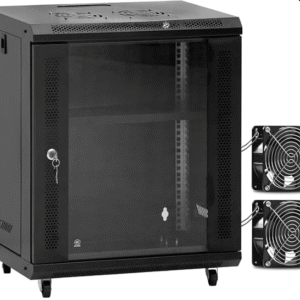 EasyVibe 12U Wall Mount Network Cabinet with Fans and Wheels