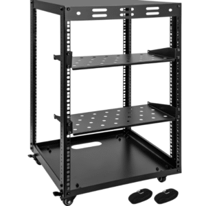 15U Open Frame Server Rack, Wall-mountable IT Rack w/Swivel Casters