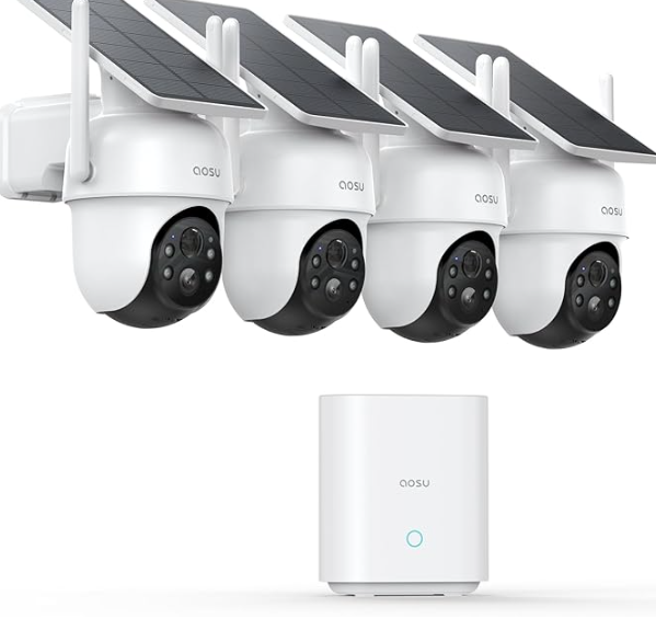 AOSU Security Cameras Outdoor Wireless, 4 Cam-Kit