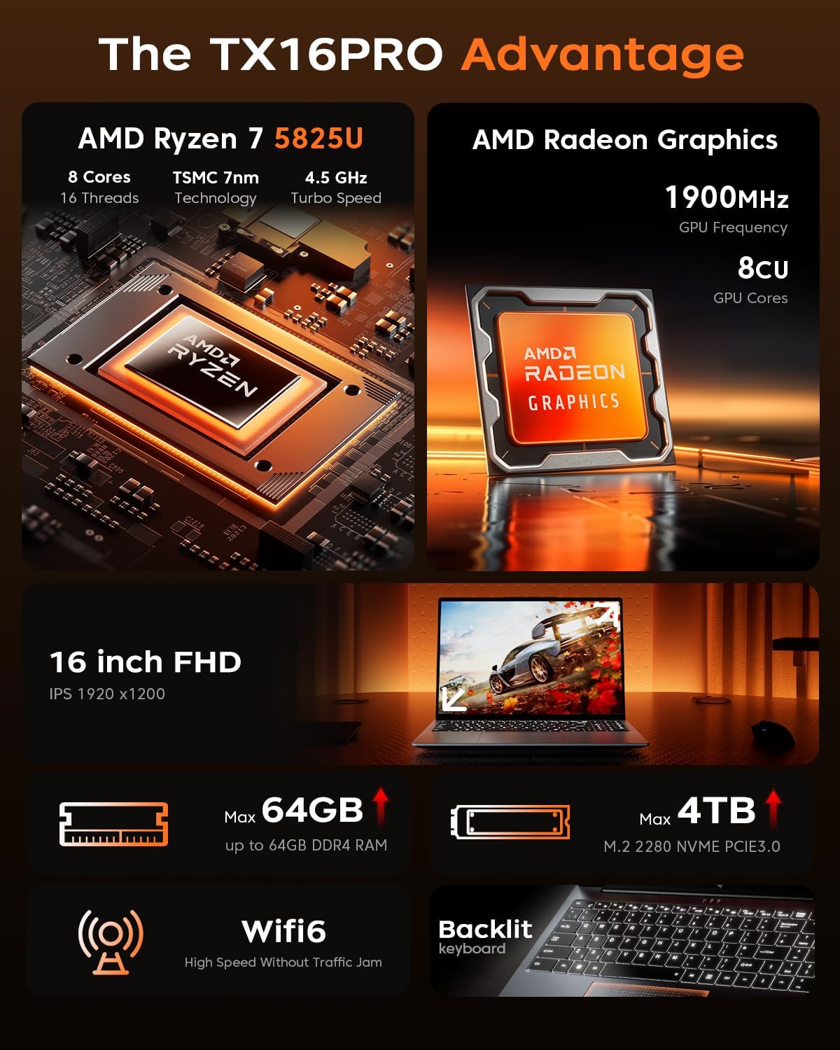 Gaming Laptop, 16.0inch Laptop Computer with AMD Ryzen 7 - Image 7